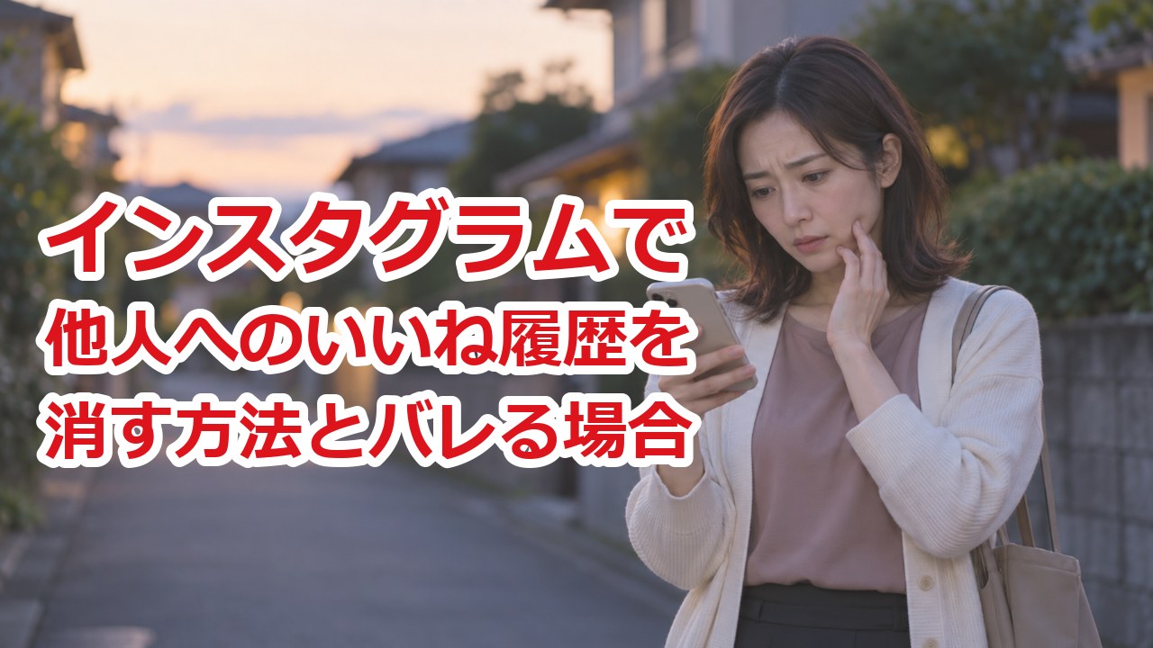 インスタのいいね取り消し｜押したいいねを前に、スマホを見て迷っている女性