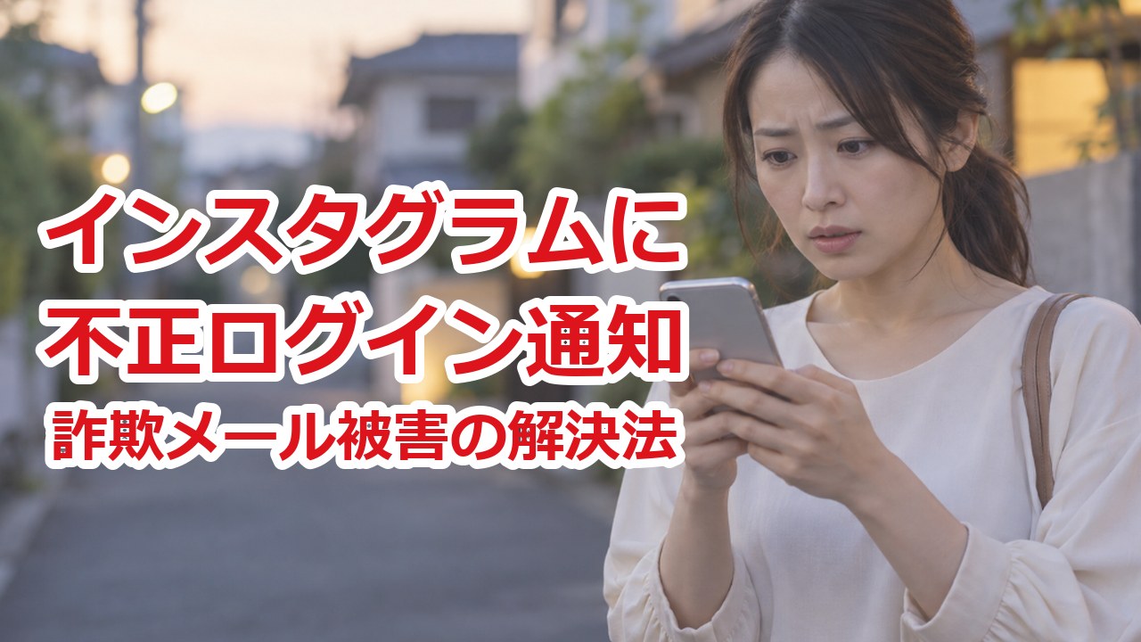 インスタの不正ログイン通知｜スマホの知らせを見て、心当たりがなく不安そうにしている女性
