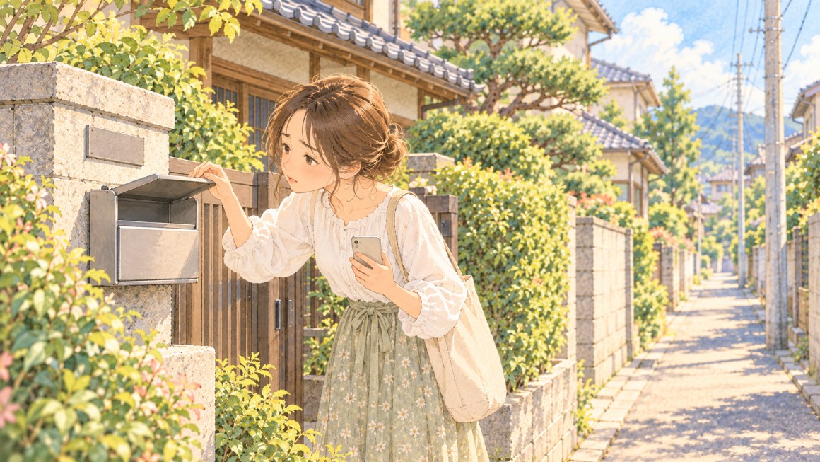 インスタのメッセージ｜空の郵便受けを見て、首をかしげるイメージ