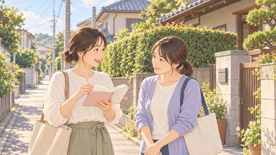 インスタのPC版｜ママ友の立ち話で、最近のことを手帳でふり返るイメージ